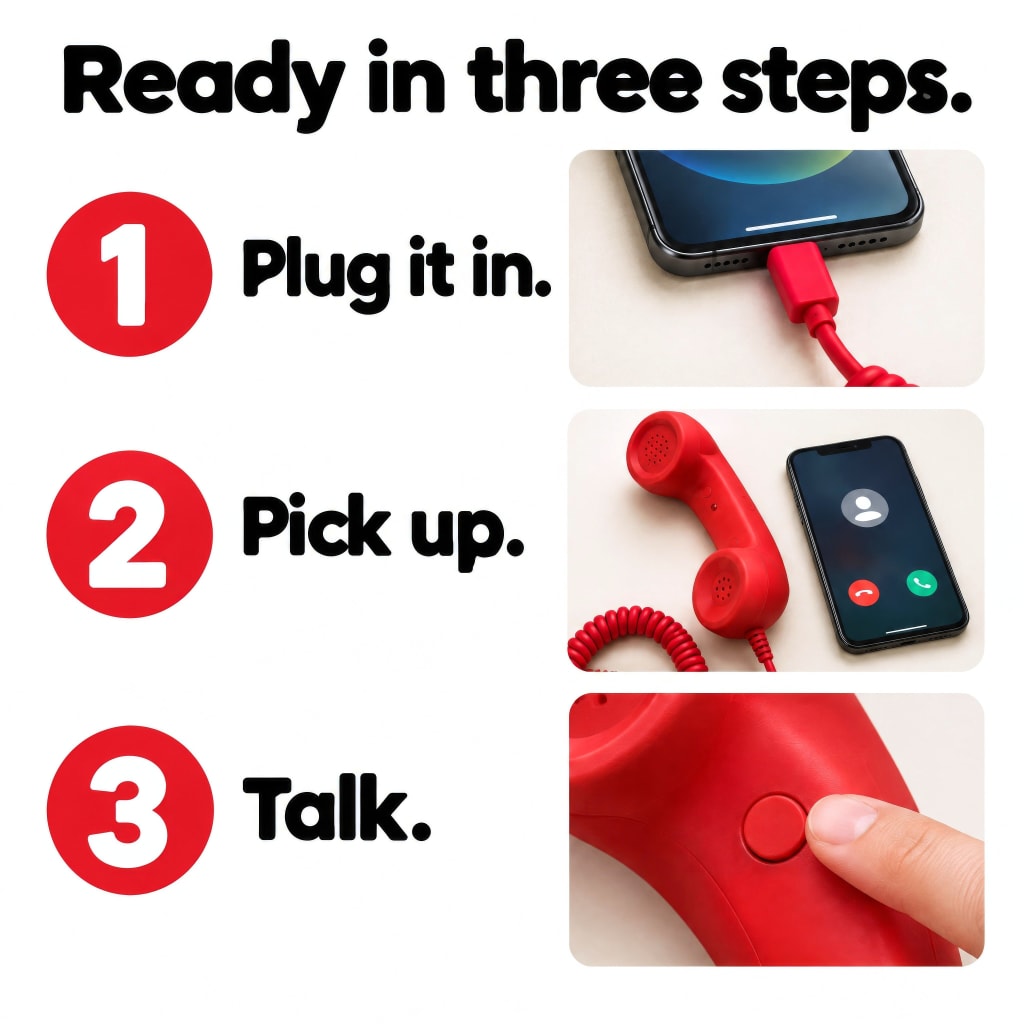GetRingGO™ Retro Phone Handset Compatible with iPhone & Android